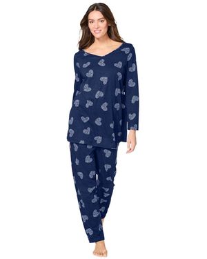 Avenue Plus Size Body Three-quarter Sleeve Pajama Set - Blue