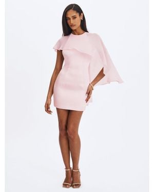 Miss Circle Umeko Tulip Asymmetrical Cape Mini Dress - White