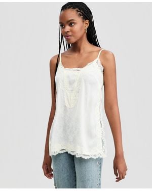 And Now This Lace Trim Long Cami - White