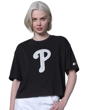 Starter Philadelphia Phillies Holy Grail Boxy Cropped T-shirt - Blue