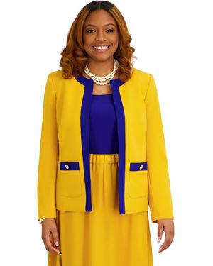 Kasper Framed Open Front Jacket - Multicolor