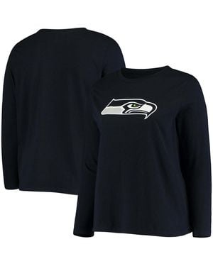 Fanatics Plus Size College Seattle Seahawks Primary Logo Long Sleeve T-shirt - Black
