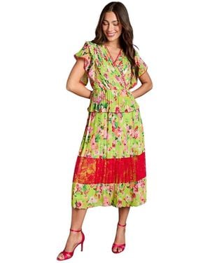 Coast Lace Wrap Midi Dress - Green