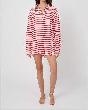 WeWoreWhat Linen Beach Romper - Red