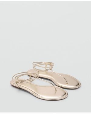 Mango Metallic Straps Sandals - Natural
