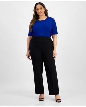 Tahari Asl Plus Size Bird Eye Pants - Blue