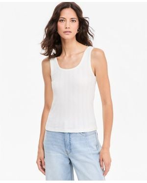 On 34th Pointelle Rib Scoop-neck Layering Tank - White