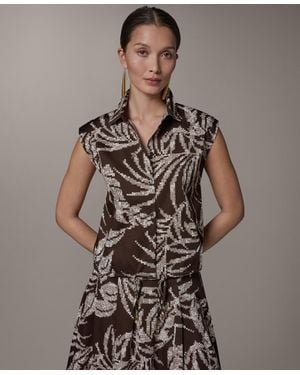 Donna Karan Collared Neck Top - Brown