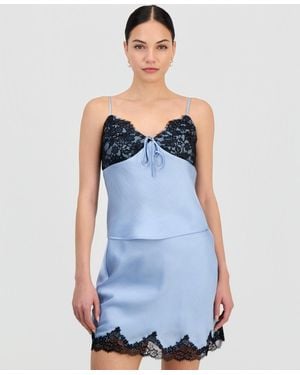 BarIII Lace-trim Cami Top - Blue
