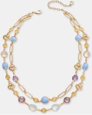 Anne Klein Gold-tone Stone Knot -row Necklace - Metallic