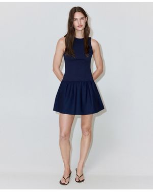 Mango Honeycomb Cotton Dress - Blue
