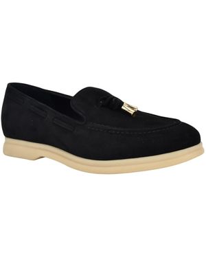 Guess Aryana Interlaced Suede Slip-on Boat Loafers - Black