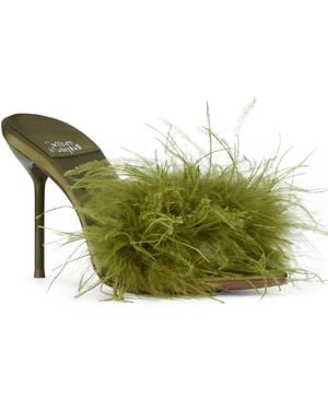 Jeffrey Campbell Hey-ya Feathered High-heel Dress Sandals - Green