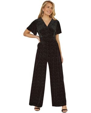 Yumi' Sparkle Velvet Jumpsuit - Black