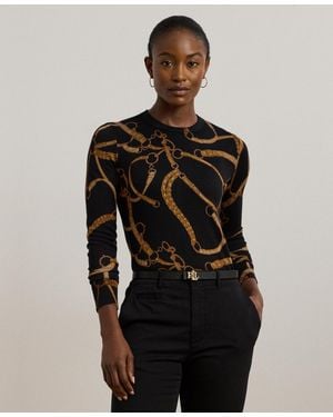 Ralph Lauren Belting-print Cotton-blend Sweater - Black