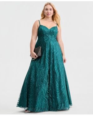 SAY YES Trendy Plus Size Sequin Glitter Ball Gown - Blue