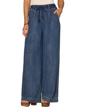 Democracy Petite Sky Rise Pleated Wide-leg Pants - Blue
