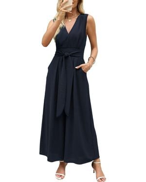 CUPSHE Sleeveless Tie Front Jumpsuit - Blue