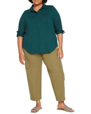 UNIVERSAL STANDARD Plus Elbe Popover Liquid Jersey Shirt Classic Fit - Green