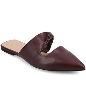 Journee Collection Ennis Pointed Toe Mule Flats - Brown