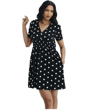 Finery London Meadow Polka Dot Cotton Short Dress - Black