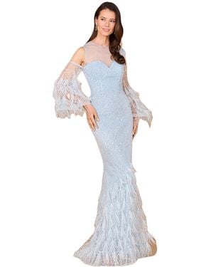 Lara Cold Shoulder Mermaid Lace Gown - Blue