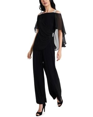 Msk Side-draped Cold-shoulder Jumpsuit - Black