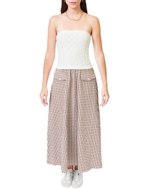 Central Park West Laurel Cable Gingham Two For Dress - Brown