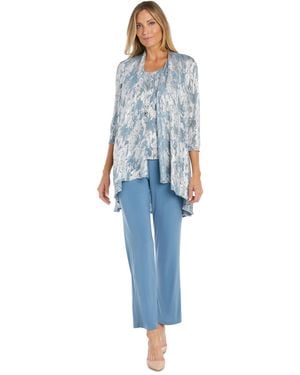 R & M Richards 3-pc. Metallic Jacquard Jacket - Blue