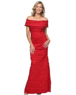 Alex Evenings Crinkle Detail Off-the-shoulder Gown - Red