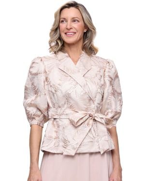 Alex Evenings Petite Jacquard V-neck Top - Gray