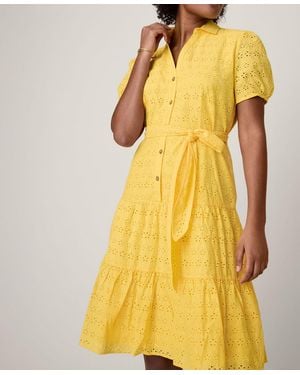UNTUCKit Cotton Eyelet Short Sleeve Augusta Dress - Yellow