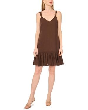 1.STATE Mini V-neck Sleeveless Tiered Ruffle Dress - Brown