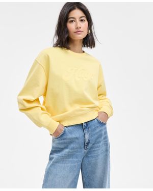 HUGO Crewneck Long-sleeve Logo Sweatshirt - Blue