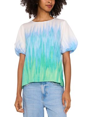 Vince Camuto Tie-dye Puff-sleeve Top - Blue