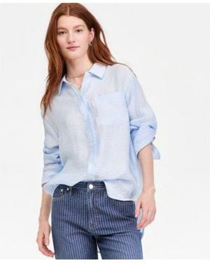 On 34th Gauze Relaxed Button Down Shirt Macys Exclusive - Blue