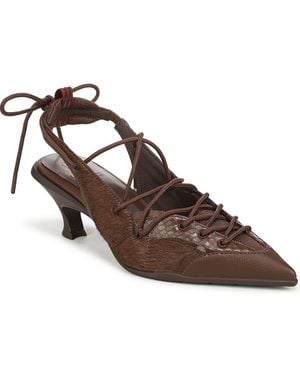 Naturalizer Zeva Lace-up Slingback Kitten Heel Pumps - Brown