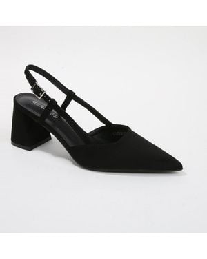 BERNESS Carrington Faux Suede Slingback Block Heel Pumps - Black