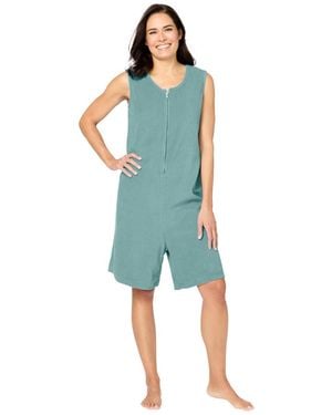 Dreams & Co. Zip-front Terry Romper - Blue
