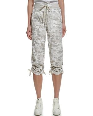 DKNY Convertible Capri Cotton Poplin Cargo Pants - Gray