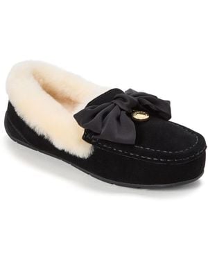 Dearfoams Fireside By Mel Dream Bow Moccasin Slippers - Black
