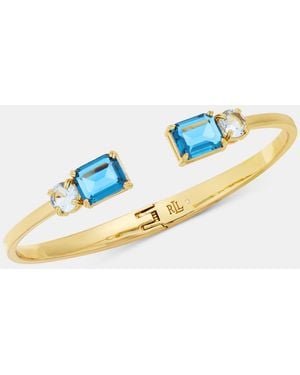 Ralph Lauren Gold-tone Double Stone Cuff Bangle Bracelet - Blue