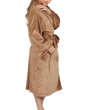 Pure Fiber Velvety Soft Velour Bathrobe - Natural