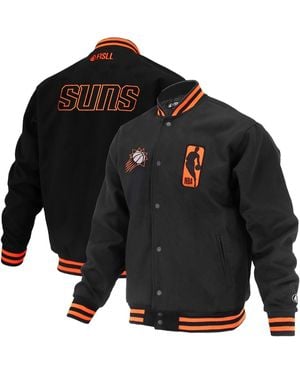FISLL And Phoenix Suns Logo Man Shadow Collection Full-snap Varsity Jacket - Black