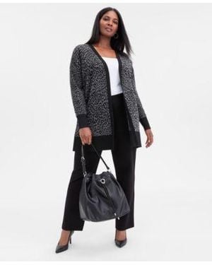 INC International Concepts Plus Size Animal Jacquard Cardigan High Rise leggings Macys Exclusive - Black