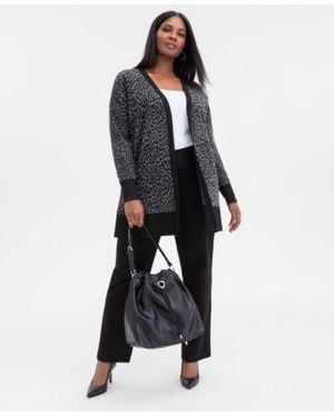 INC International Concepts Plus Size Animal Jacquard Cardigan High Rise leggings Macys Exclusive - Black