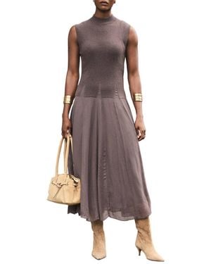 Mint Velvet Sleeveless Knit Midi Dress - Brown