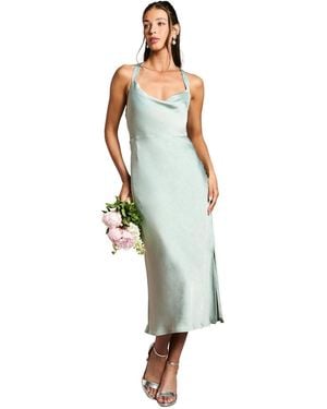 Oasis Satin Bridesmaids Dress - Blue