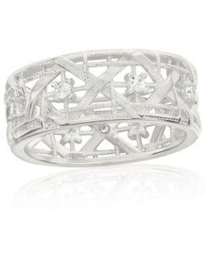 SUZY LEVIAN NEW YORK Suzy Levian Sterling Cubic Zirconia Cutout Eternity Band Ring - White