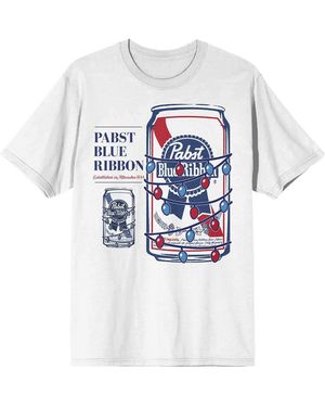 Pabst Blue Ribbon Big & Tall Christmas Lights Short Sleeve Tee-4xl - White